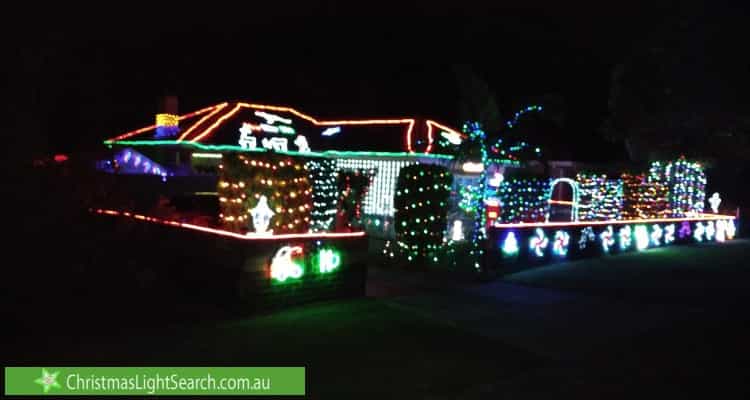 Christmas Light display at 5 Hampshire Crescent, Valley View