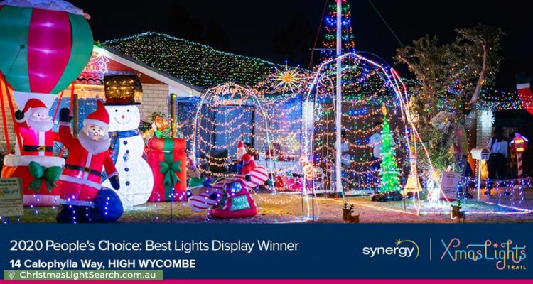 Christmas Light display at 14 Calophylla Way, High Wycombe